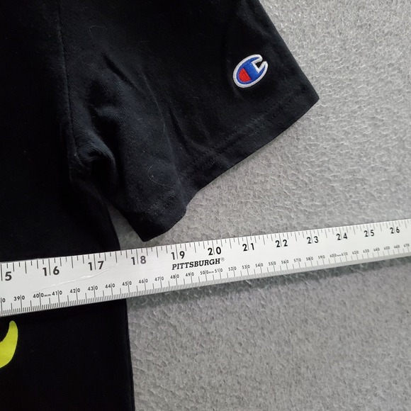 Champion‎ Men T-Shirt Small Black Big logo Graphic Short Sleeve Crew Neck Tee - Picture 4 of 7